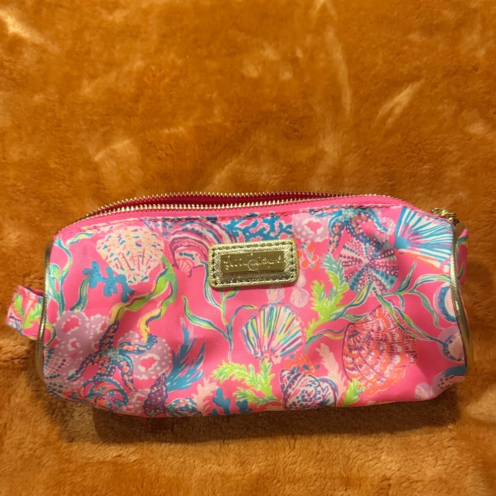 Lilly Pulitzer Pink Shell & Coral Print Cosmetic Pouch/pencil case
